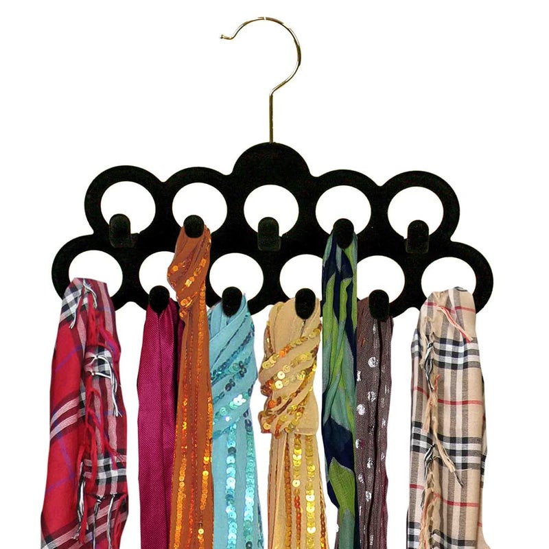 Home Basics Velvet Scarf Storage Organizer for Closet (Pack of 3), Black | by Home Basics | Scarf Holder for Scarves and Ties | Slim Scarf Hangar Useful for Belts and Jewelry - Image 2